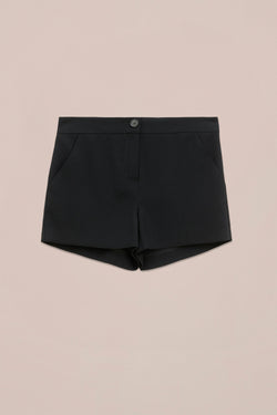 BERMUDA SHORTS IN CREPE SATIN with Faux horn button