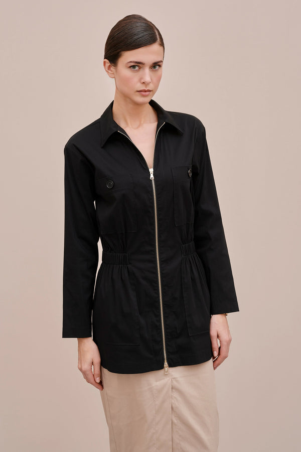 POPLIN SAFARI JACKET WITH PATCH POCKETS