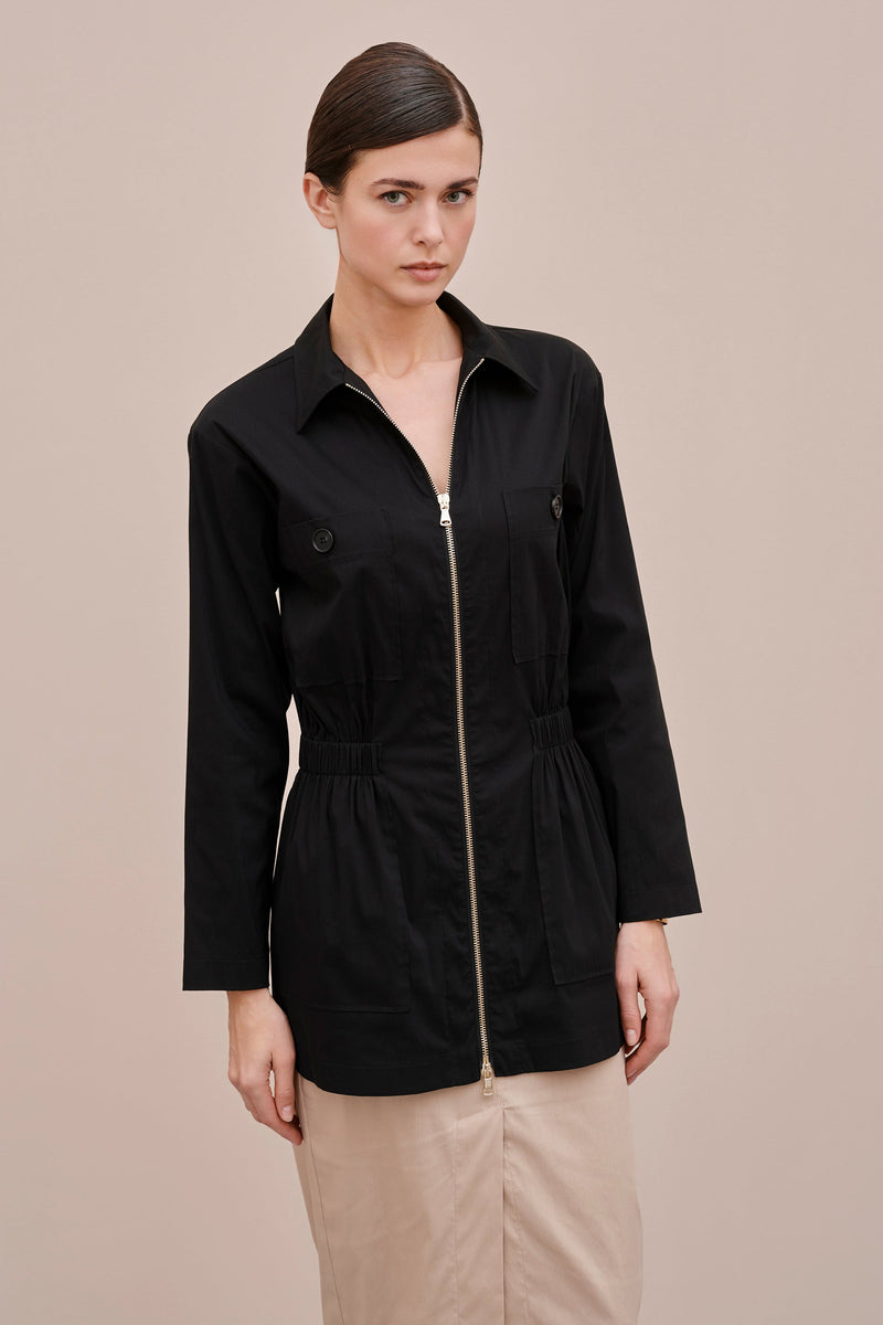 POPLIN SAFARI JACKET WITH PATCH POCKETS
