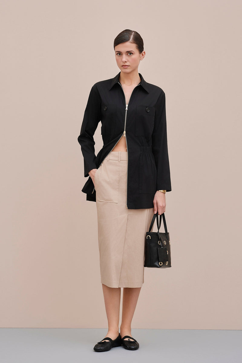 POPLIN SAFARI JACKET WITH PATCH POCKETS