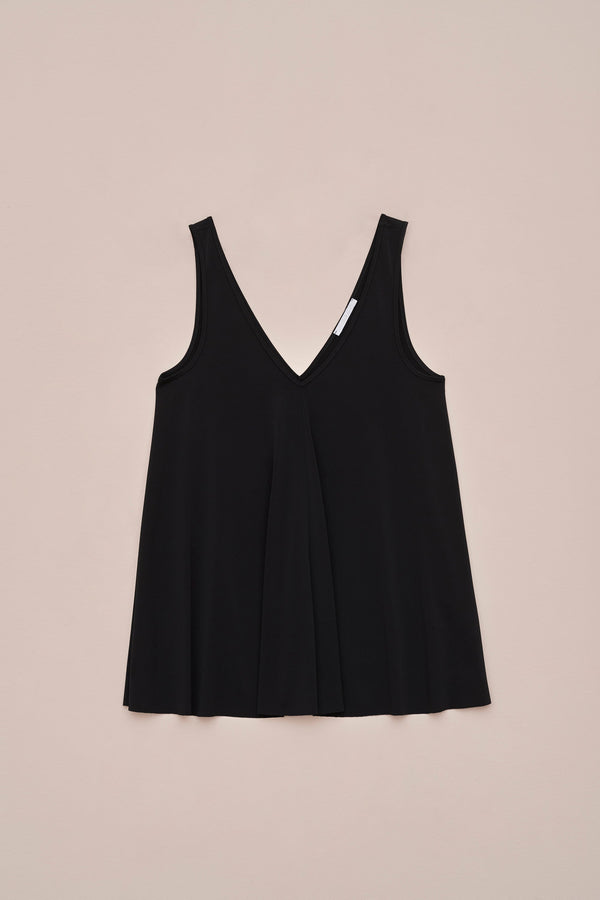 SLEEVELESS TOP IN JERSEY CREPE WITH FLARED HEM