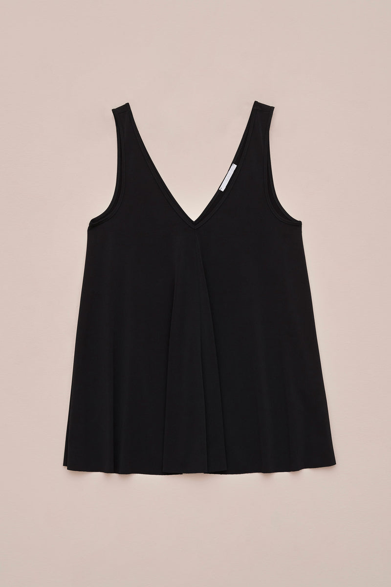 SLEEVELESS TOP IN JERSEY CREPE WITH FLARED HEM