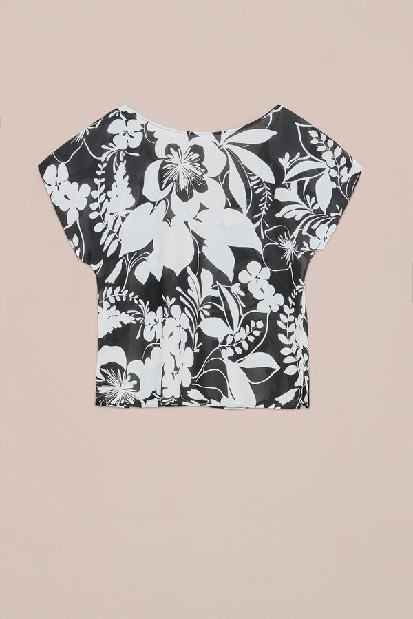 VISCOSE TOP WITH V NECK AT THE BACK