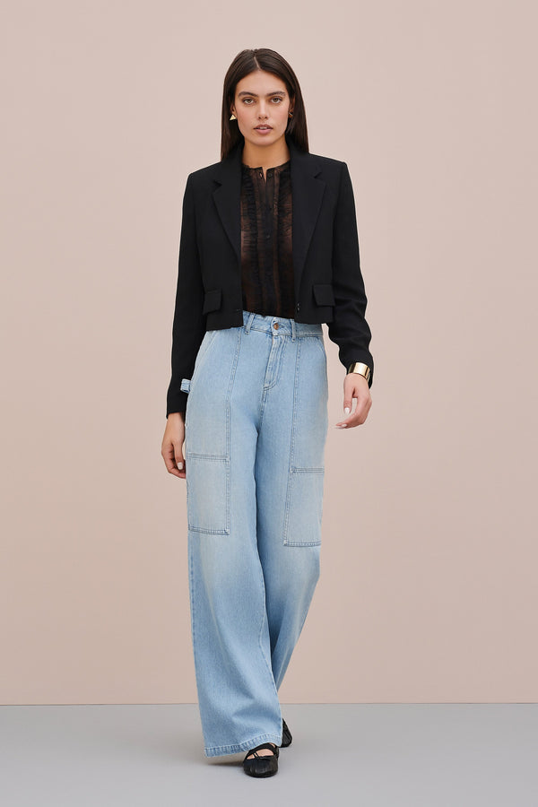 TULLE SHIRT WITH FRILLS AND GATHERED SLEEVES